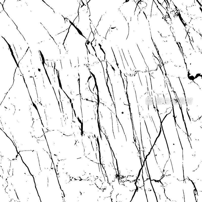 石材大理石垃圾纹理。黑色灰尘Scratchy Pattern。抽象的背景。矢量设计作品。变形的效果。裂缝。